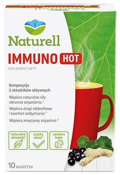 Naturell Immuno Hot, proszek w saszetkach wspierający drogi oddechowe i komfort oddychania, 10 szt.