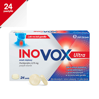 Inovox Ultra, pastylki przeciwbólowe o smaku miętowym, 24 szt.