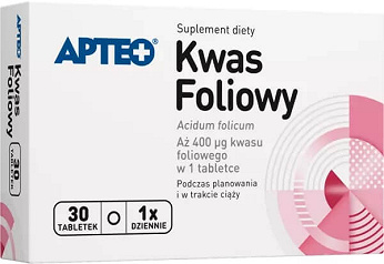Kwas foliowy APTEO, tabletki ze składnikami dla kobiet planujących ciążę i w okresie ciąży, 30 szt.