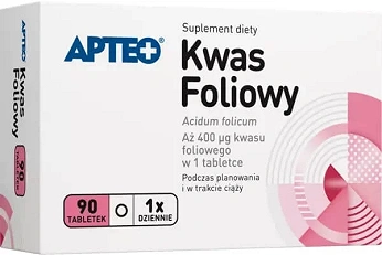 Kwas foliowy APTEO, tabletki ze składnikami dla kobiet planujących ciążę i w okresie ciąży, 90 szt.
