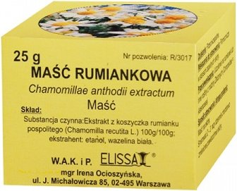 Maść rumiankowa  o działaniu łągodzącym, przy trudno gojących się zmianach skórnych, 25 g