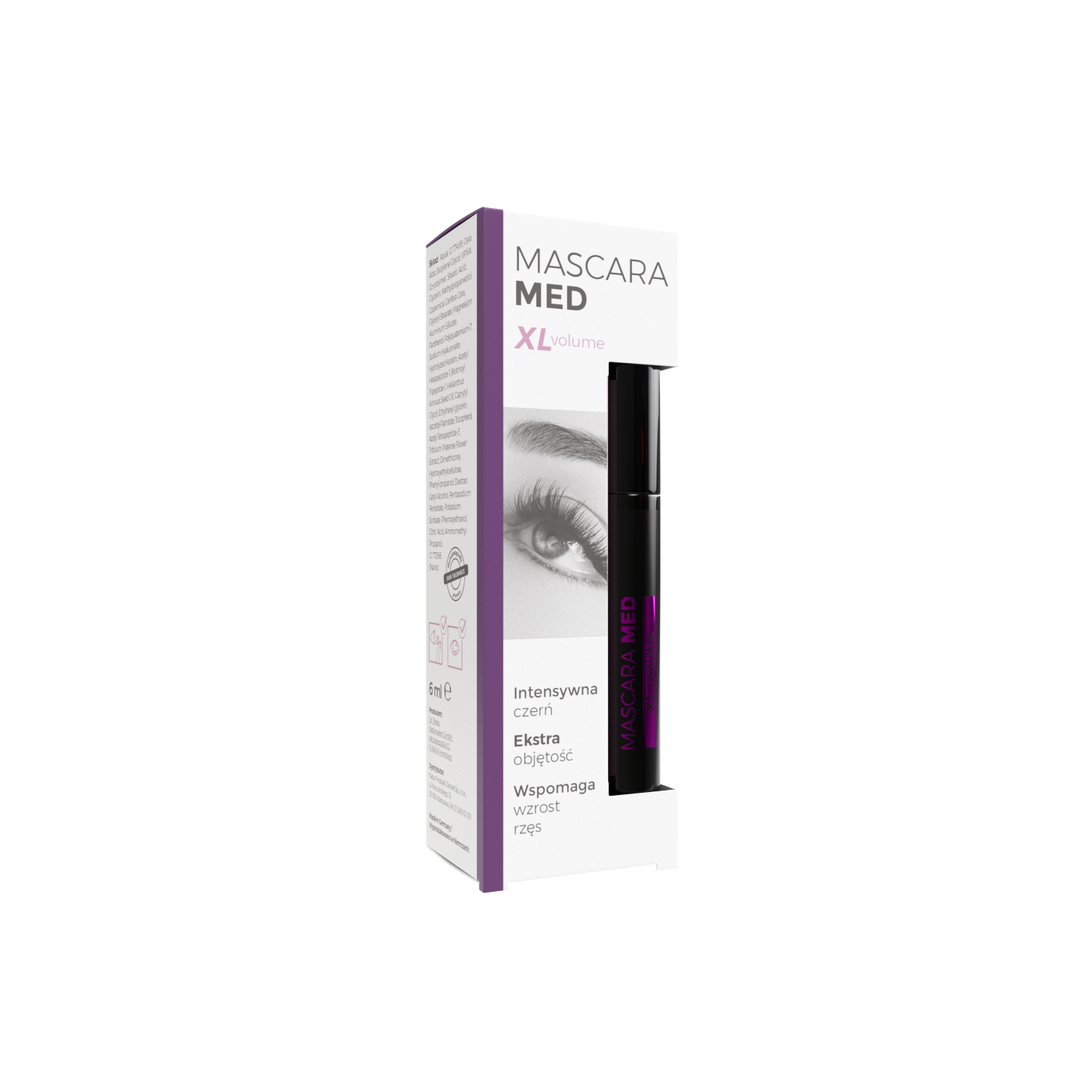 Mascara Med XL-Volume, tusz do rzęs wspomagający ich wzrost w kolorze czarnym, 6 ml