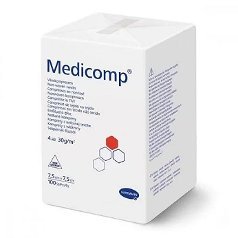 Kompresy MEDICOMP , niejałowe, 7,5 cm x 7,5 cm, 100 szt.