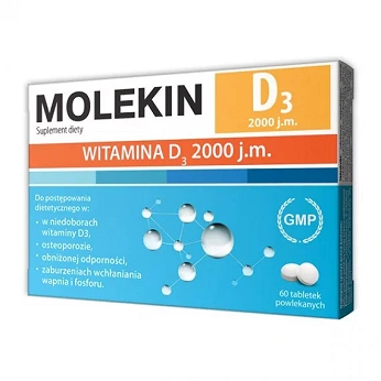 Molekin D3 2000 j.m. , tabletki ze składnikami pomagającymi utrzymać zdrowe kości, 60 szt.
