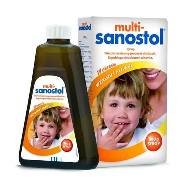 Multi-Sanostol, syrop wielowitaminowy z wapniem dla dzieci, 300 g