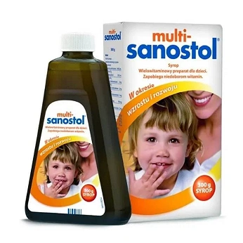 Multi-Sanostol, syrop wielowitaminowy z wapniem dla dzieci, 300 g