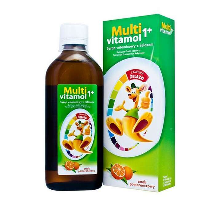 Multivitamol 1+   syrop witaminowy z żelazem o smaku pomarańczowym dla dzieci, 500 ml
