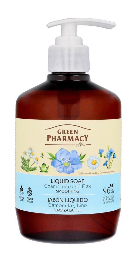 ELFA PHARM Green Pharmacy, mydło w płynie z rumiankiem i olejem z nasion lnu, 460 ml — Składniki i ocena