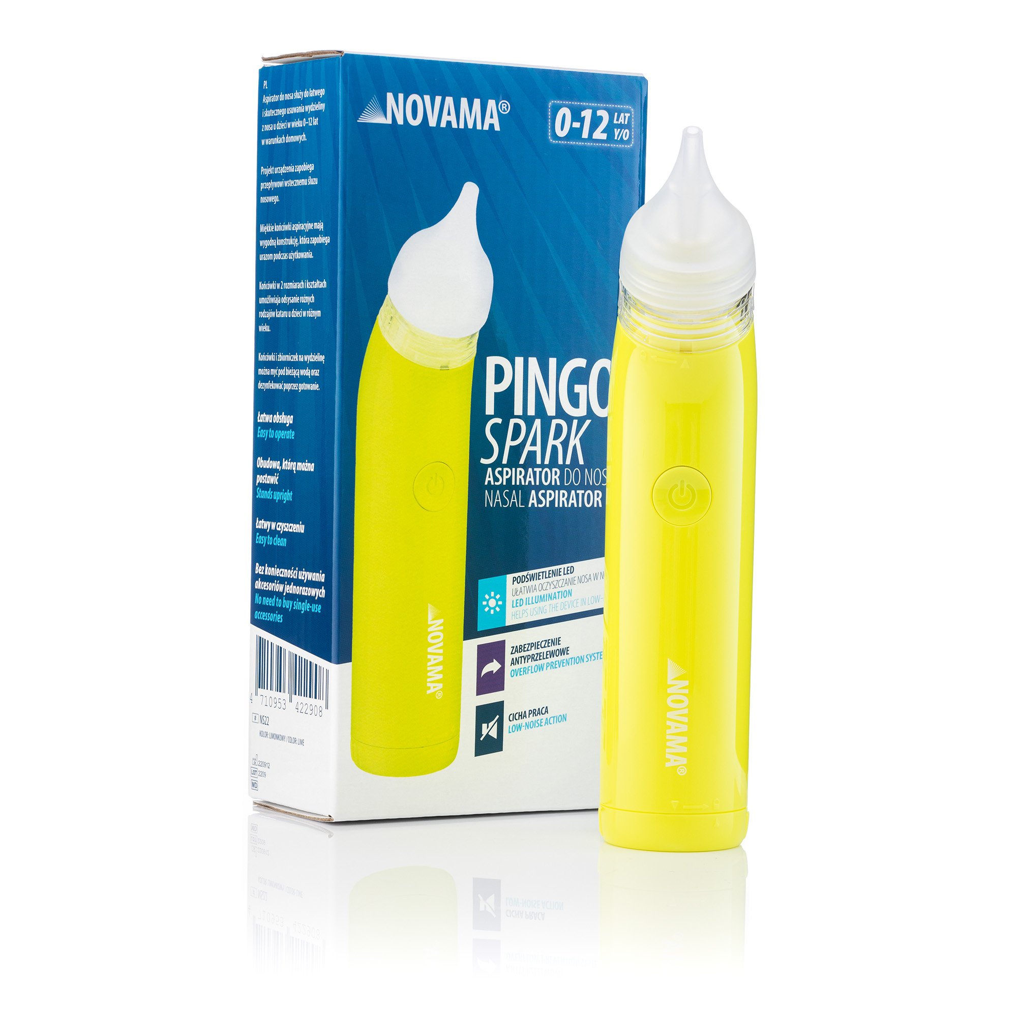 NOVAMA Pingo Spark Aspirator Lime Green, aspirator do nosa, 1 szt.