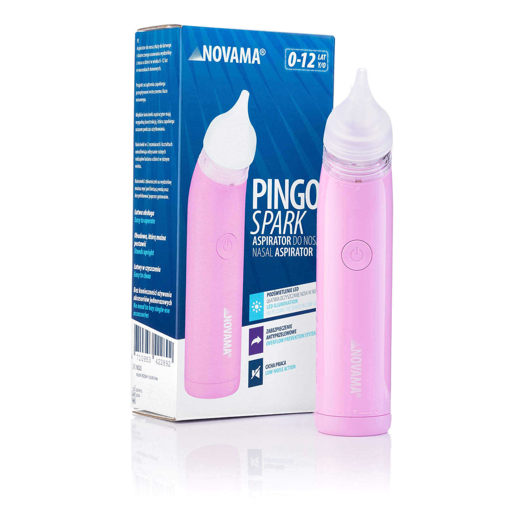 NOVAMA Pingo Spark Aspirator Pink, aspirator do nosa, 1 szt.