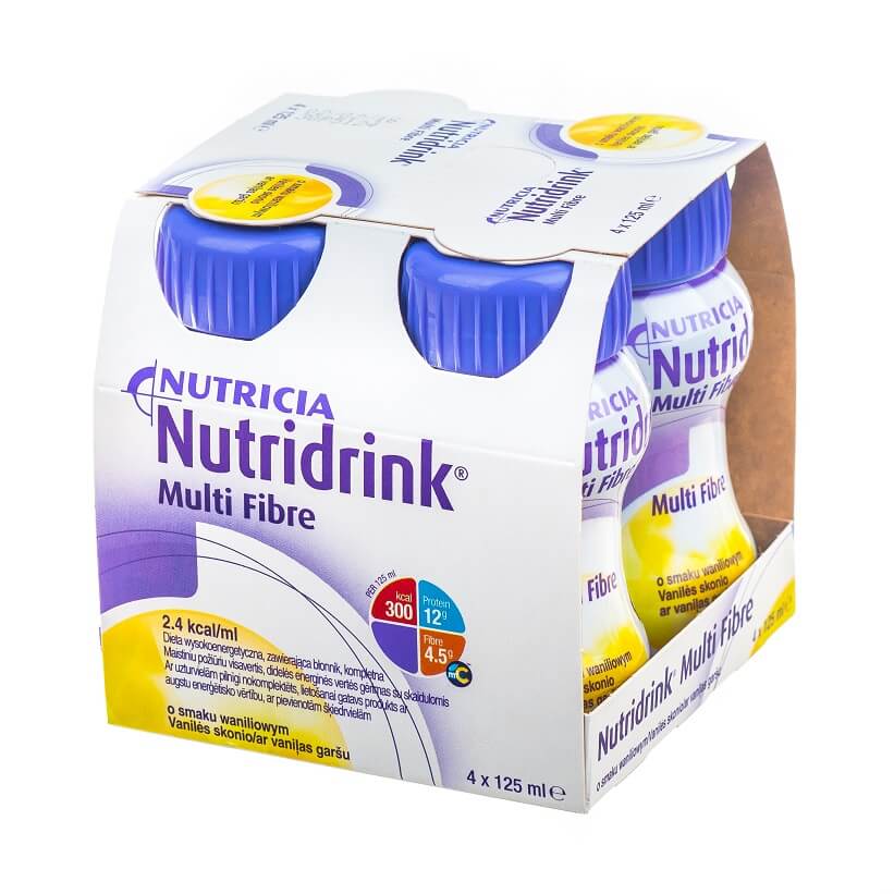 Nutridrink Multi Fibre , o smaku waniliowym, 4 x 125 ml