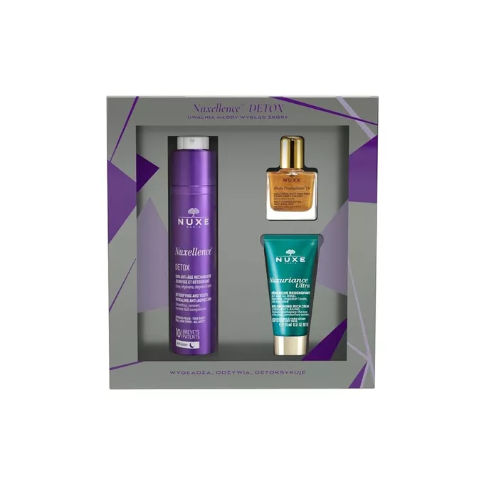 NUXE zestaw Nuxellence Detox krem na noc 50 ml + Huile Prodigieuse, olejek 10 ml + krem 15 ml