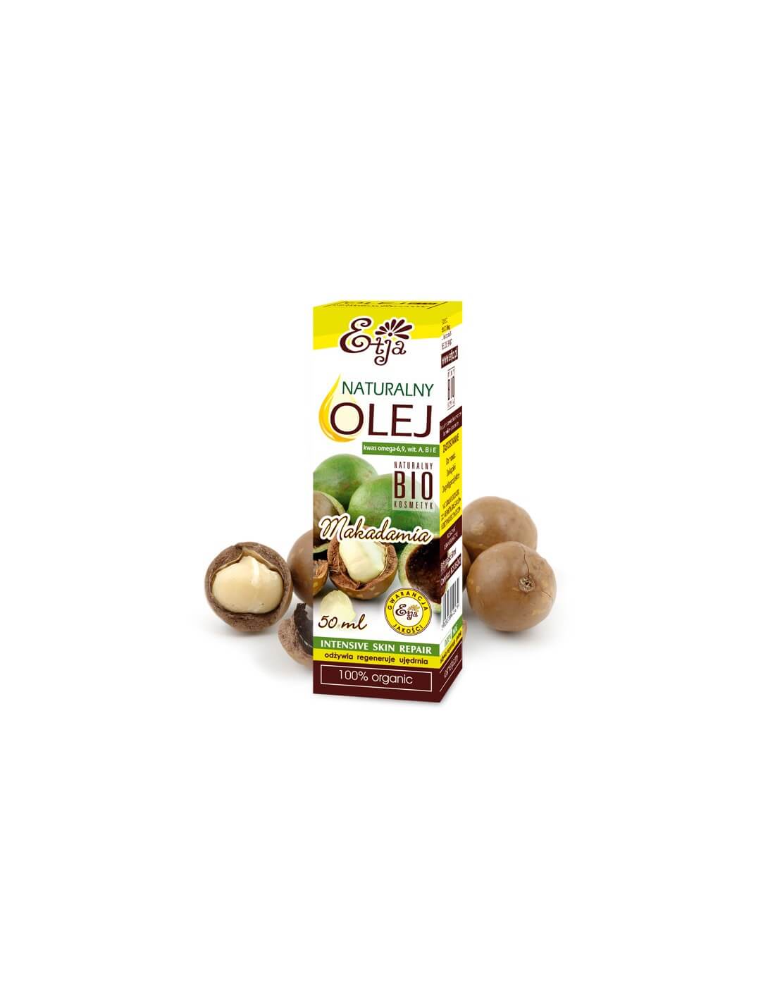Olej z orzechów Macadamia BIO o działaniu ujędrniającym i odżywiającym, 50 ml