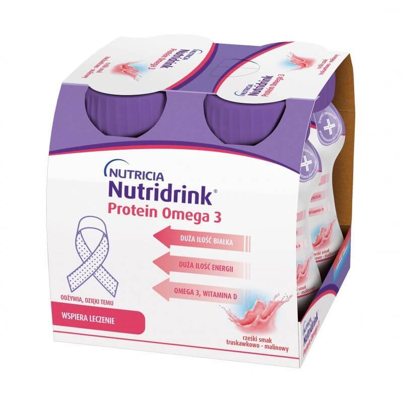 Nutridrink Protein , o smaku truskawka-malina, 4 x 125 ml
