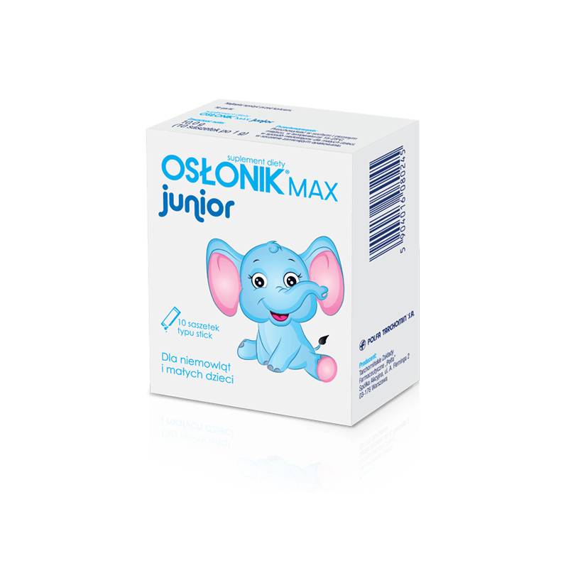 Osłonik Max Junior , preparat wspomagający prawidłową mikroflorę układu pokarmowego dla dzieci, 10 szt.