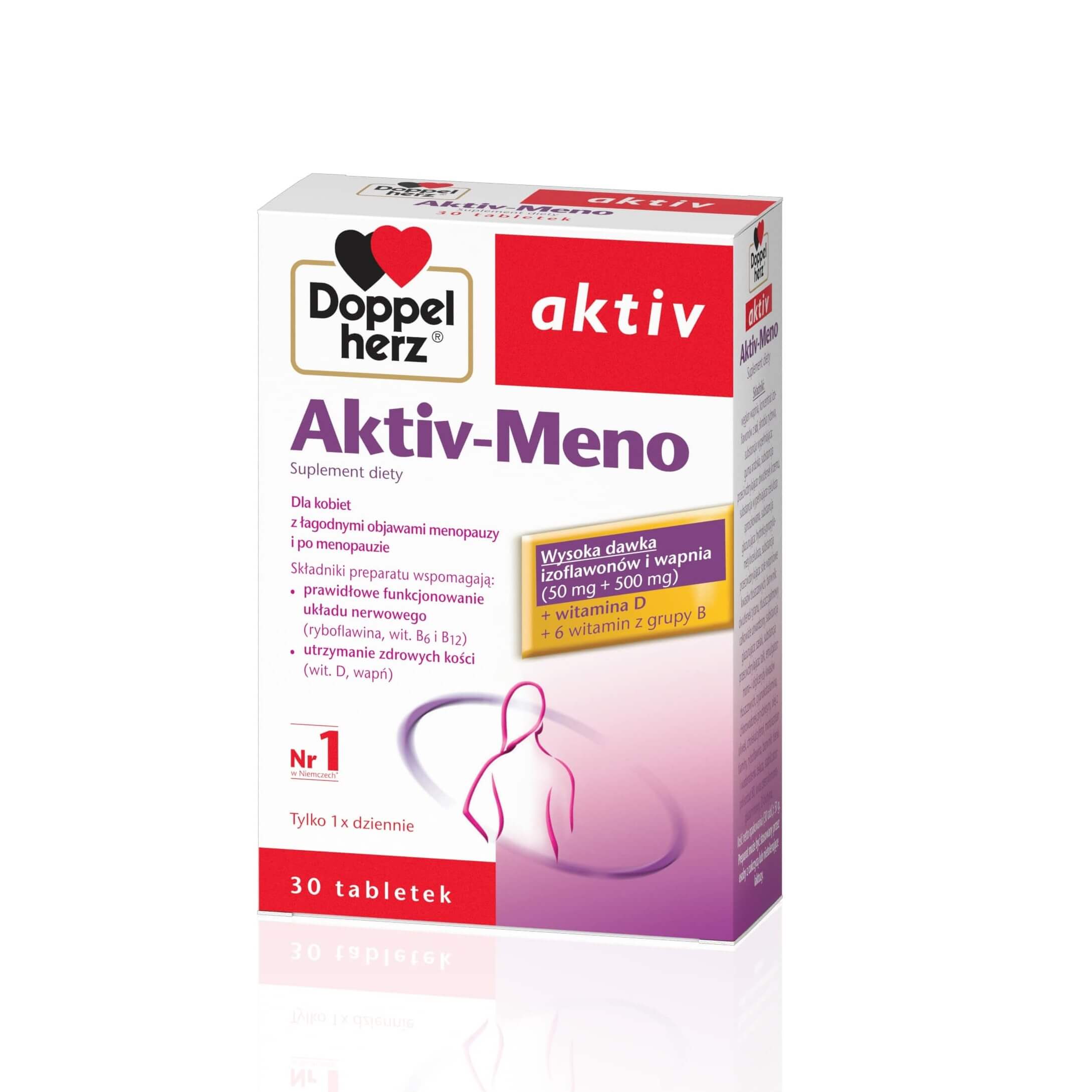 Doppelherz aktiv Aktiv-Meno  kapsułki ze składnikami dla kobiet z łagodnymi objawami menopauzy, 30 szt. 