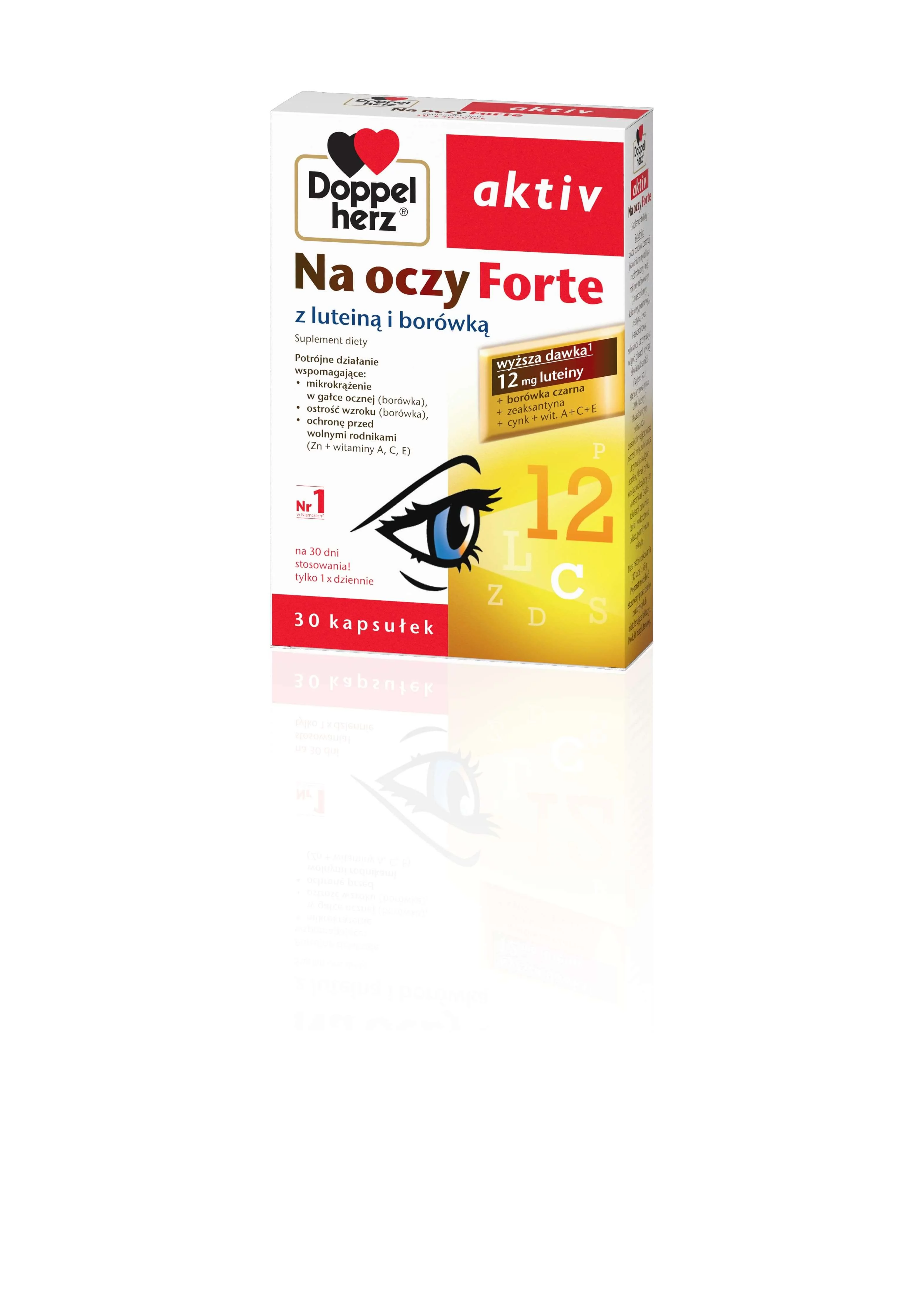 Doppelherz aktiv Na oczy Forte, kapsułki ze składnikami pomagającymi utrzymać zdrowy wzrok, 30 szt.
