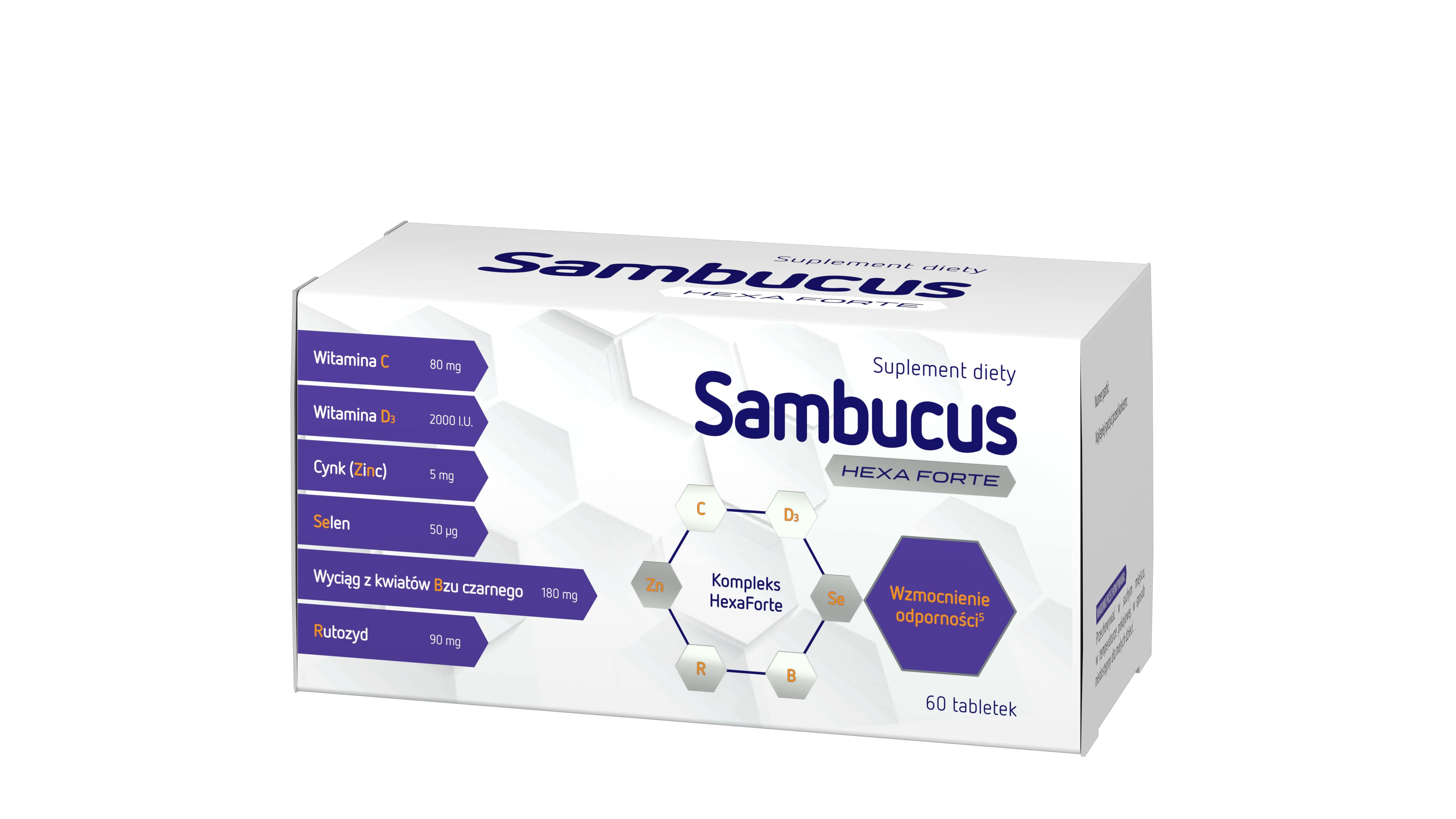 Sambucus HexaForte, tabletki ze składnikami wspierającymi odporność, 60 szt.