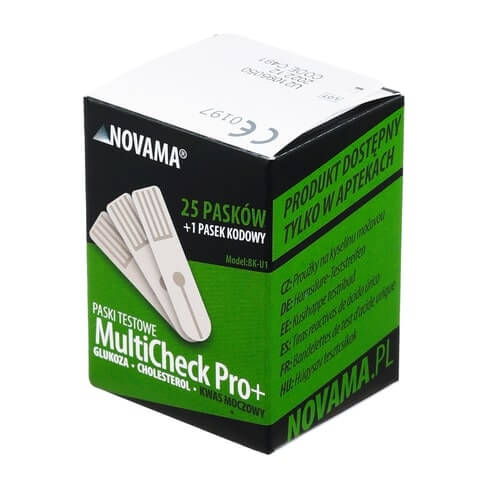 NOVAMA Multicheck Pro+ Paski, do pomiaru kwasu moczowego, 25 szt.