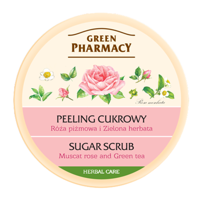 Green Pharmacy, Peeling cukrowy Róża piżmowa i Zielona herbata 300ml