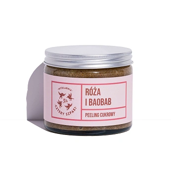 4Szpaki Peeling do ciala róża/baobab, o działaniu oczyszczającym i złuszczającym, 250 ml