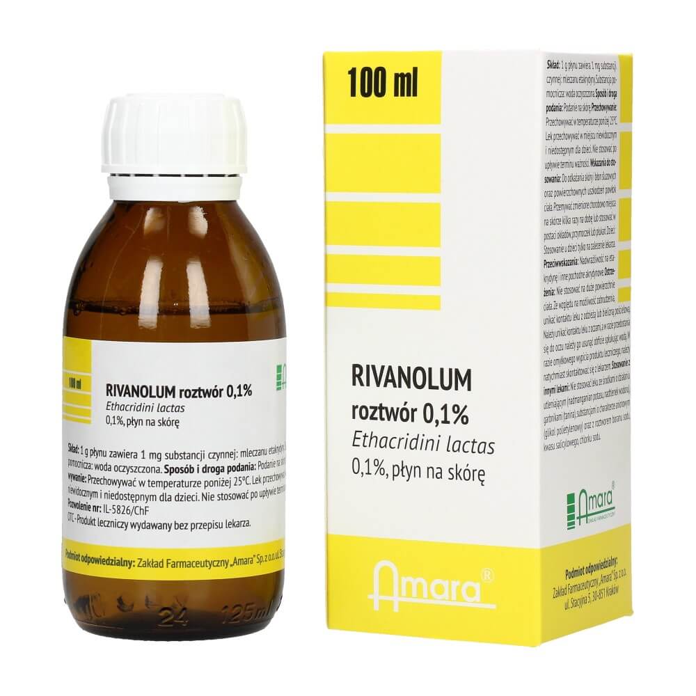 Rivanolum 0,1%, płyn do stosowania na skórę o działaniu odkażającym 100 ml