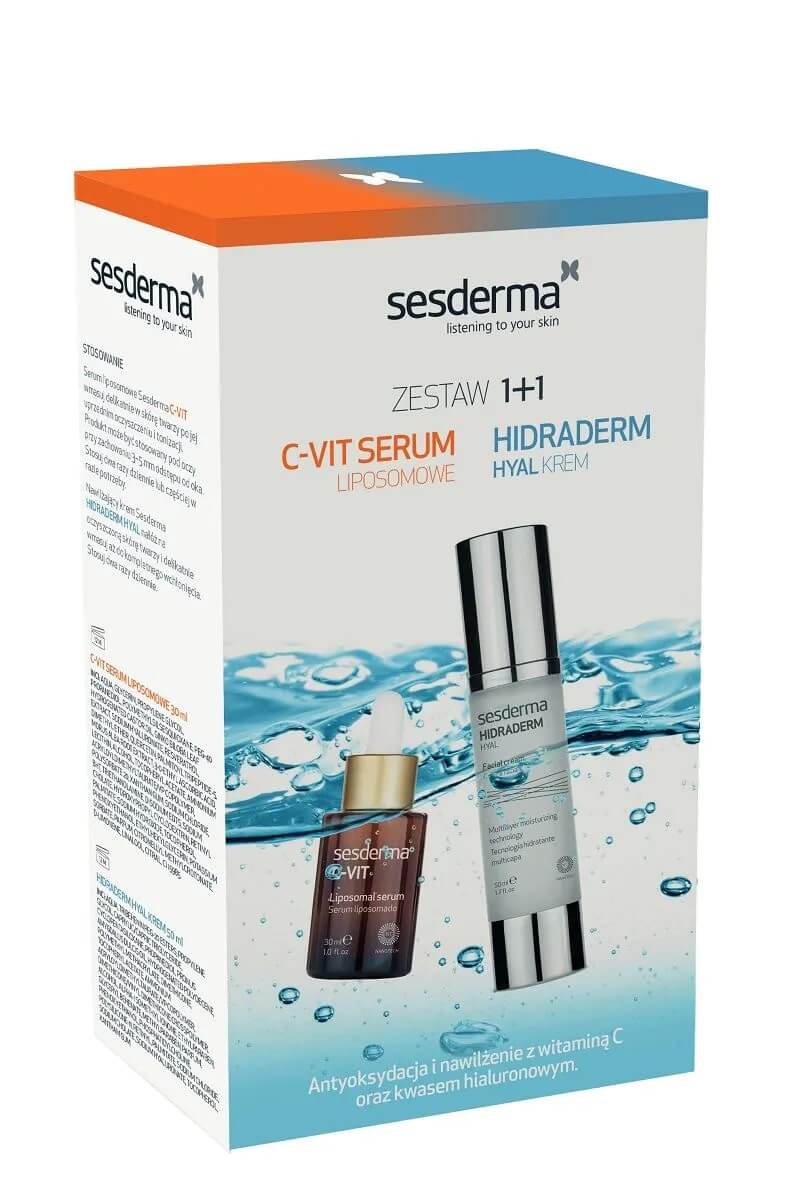 SESDERMA ZESTAW 1+1, zestaw: HIDRADERM HYAL krem do suchej i odwodnionej skóry twarzy – 50 ml + C-VIT serum liposomalne do każdego rodzaju skóry twarzy – 30 ml