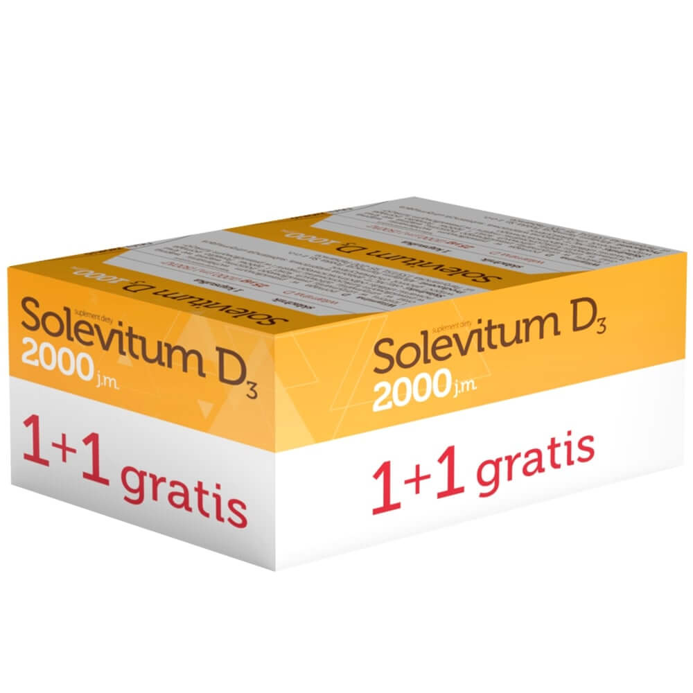 Solevitum D3 2000 j.m,, kapsułki ze składnikami wspierającymi odporność, 1+1 gratis, 150 szt.