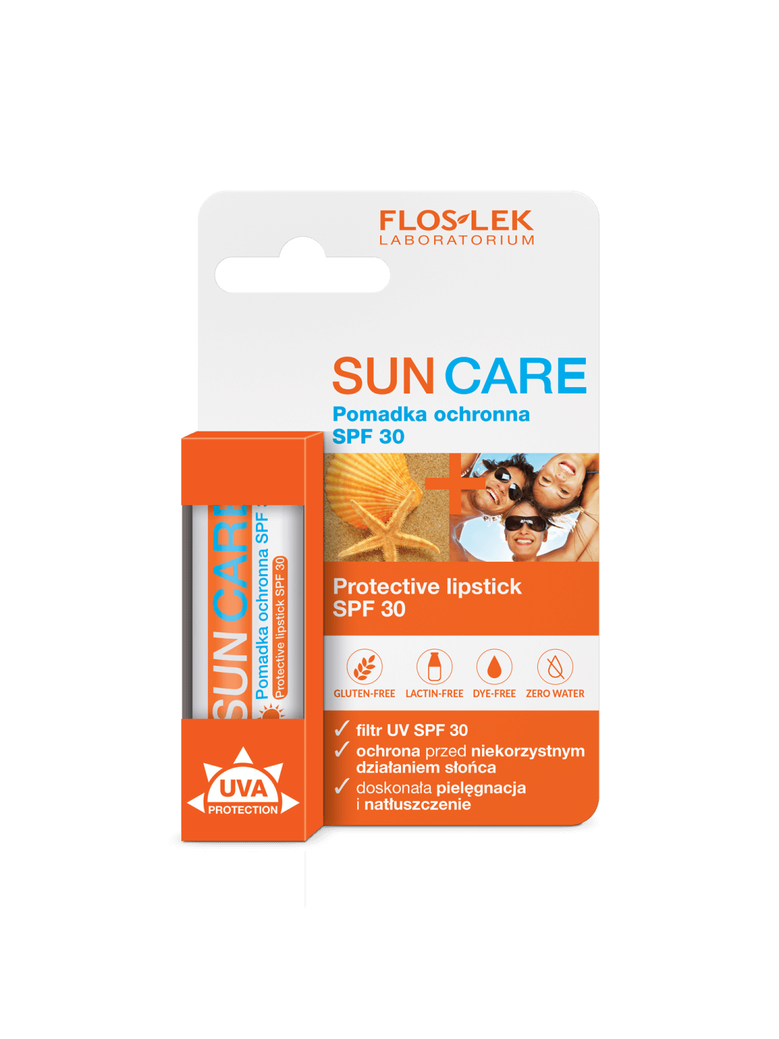 Flos-Lek Sun Care , pomadka ochronna do ust SPF 30, 1 szt.