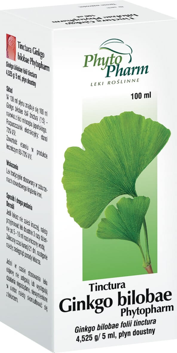 Tinctura Ginko Bilobae, syrop wspomagający w zaburzeniach obwodowego krążenia krwi, 100 ml