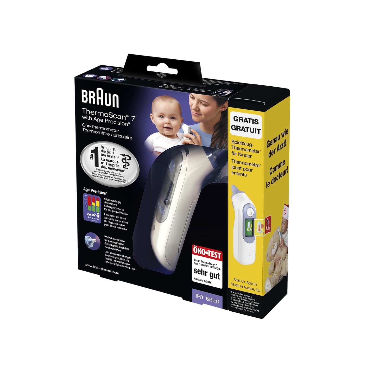 Braun IRT6520 Thermoscan 7 , zestaw: termometr douszny + termometr zabawka, 1 szt.