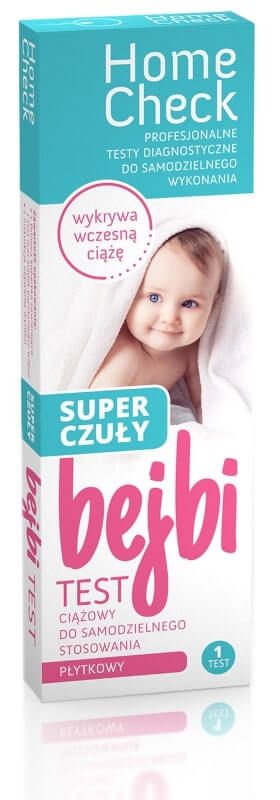 Home Check TEST Ciążowy Bejbi,  super czuły płytkowy, do samodzielnego stosowania, 1 szt.