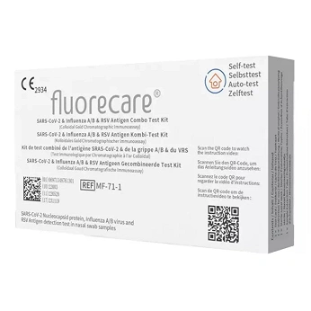 Test FLUORECARE Covid-19 Grypa AB RCV Combo 4w1, test domowy do samokontroli, wymazowy, 1 szt.