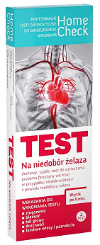 Home Check TEST Na niedobór żelaza, domowy szybki, do oznaczenia poziomu ferrytyny we krwi, 1 szt.