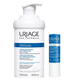 Uriage Xemose, krem, 400 ml +pomadka do ust, 4 g