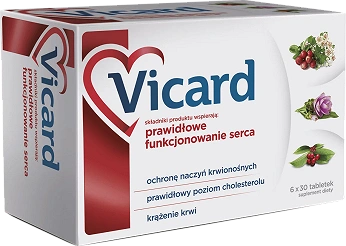 Vicard , tabletki ze składnikami wspierającymi prawidłową pracę serca, 180 szt.