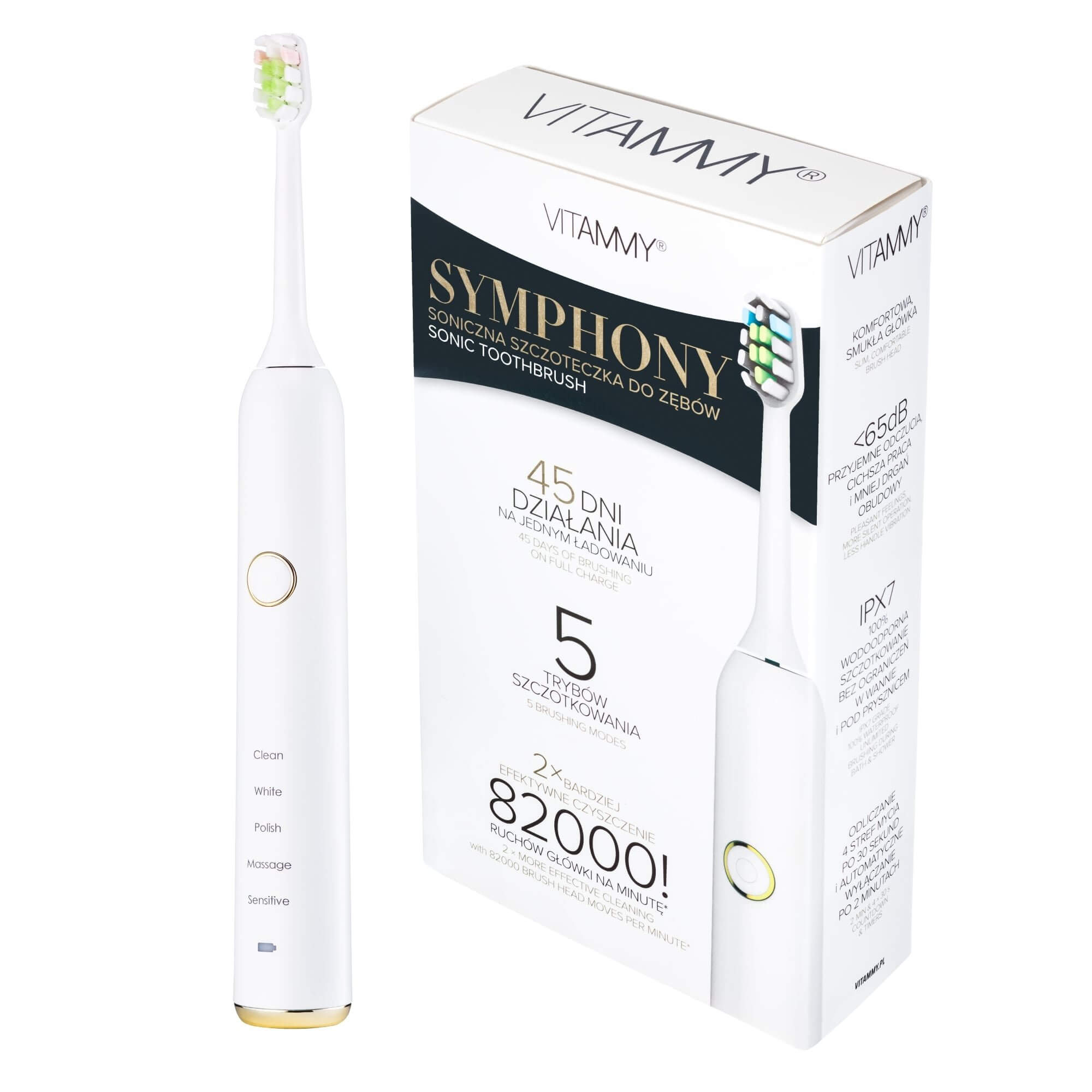 Vitammy Symphony White Szczoteczka Soniczna kolor biały, 1 szt.