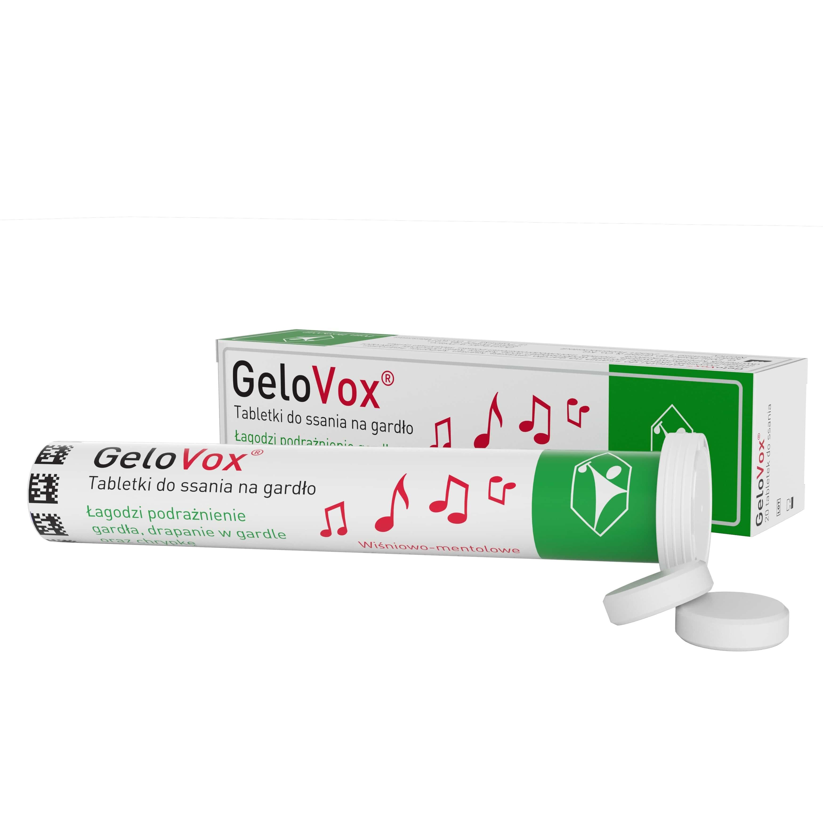 GeloVox , tabletki do ssania wiśniowo – mentolowe, 20 szt.