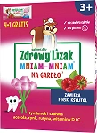 Zdrowy Lizak Mniam-Mniam Na Gardło zawiera wyciąg z szałwii, tymianku, aceroli, cynk, rutynę, witaminę C i D o smaku malinowy, 4+1 szt.