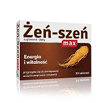 Żeń-Szeń Max tabletki ze składnikami przyczniającymi sie do zmniejszenia uczucia zmęczenia, 30 szt.