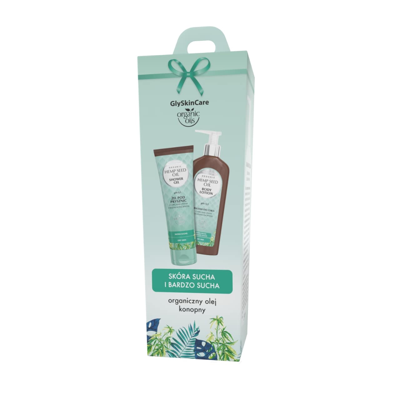 GlySkinCare Żel pod prysznic + Balsam do ciała Olej Konopny, zestaw z organicznym olejem konopnym: żel, 250 ml + balsam, 250 ml