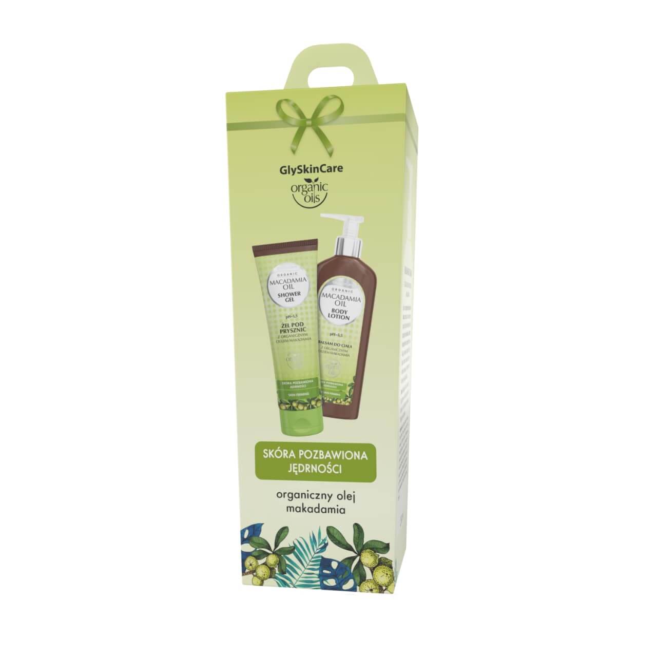 EQUALAN PHARMA EUROPE GlySkinCare Żel pod prysznic + Balsam do ciała Olej Makadamia, zestaw: żel pod prysznic, 250 ml + balsam do ciała z organicznym olejem makadamia, 250 ml — Składniki i ocena