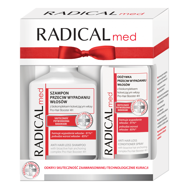 IDEEPHARM RADICAL MED, zestaw przeciw wypadaniu: szampon, 300 ml + odżywka w sprayu, 200 ml