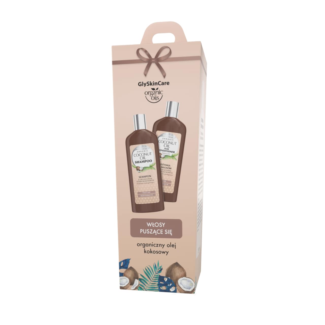 GlySkinCare Szampon + Odżywka Kokos, zestaw z organicznym olejem kokosowym: szampon, 250 ml + odżywka, 250 ml