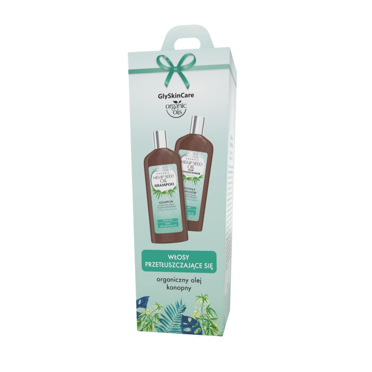 GlySkinCare Szampon + Odżywka Olej Konopny, zestaw z organicznym olejem konopnym: szampon, 250 ml + odżywka, 250 ml