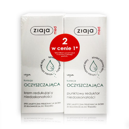 ZIAJA ZIAJA MED Kuracja oczyszczająca, Zestaw, krem redukujący niedoskonałości, 50 ml + punktowy reduktor niedoskonałości, 15 ml