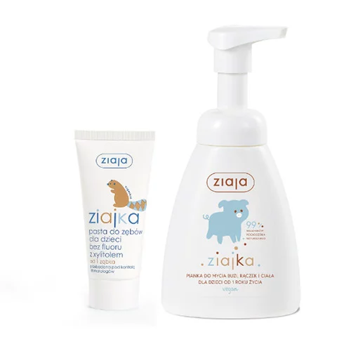 ZIAJA ZIAJA Ziajka, Zestaw, pianka do mycia buzi, rączek i ciała, 250 ml + pasta do zębów dla dzieci, 50 ml — Składniki i ocena